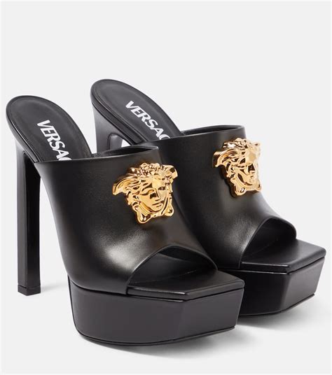 versace black platform mules